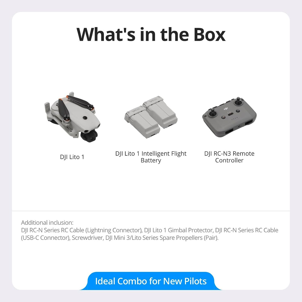 DJI Lito 1 Two-Battery Combo (DJI RC-N3), 4K Camera Drone for Beginners