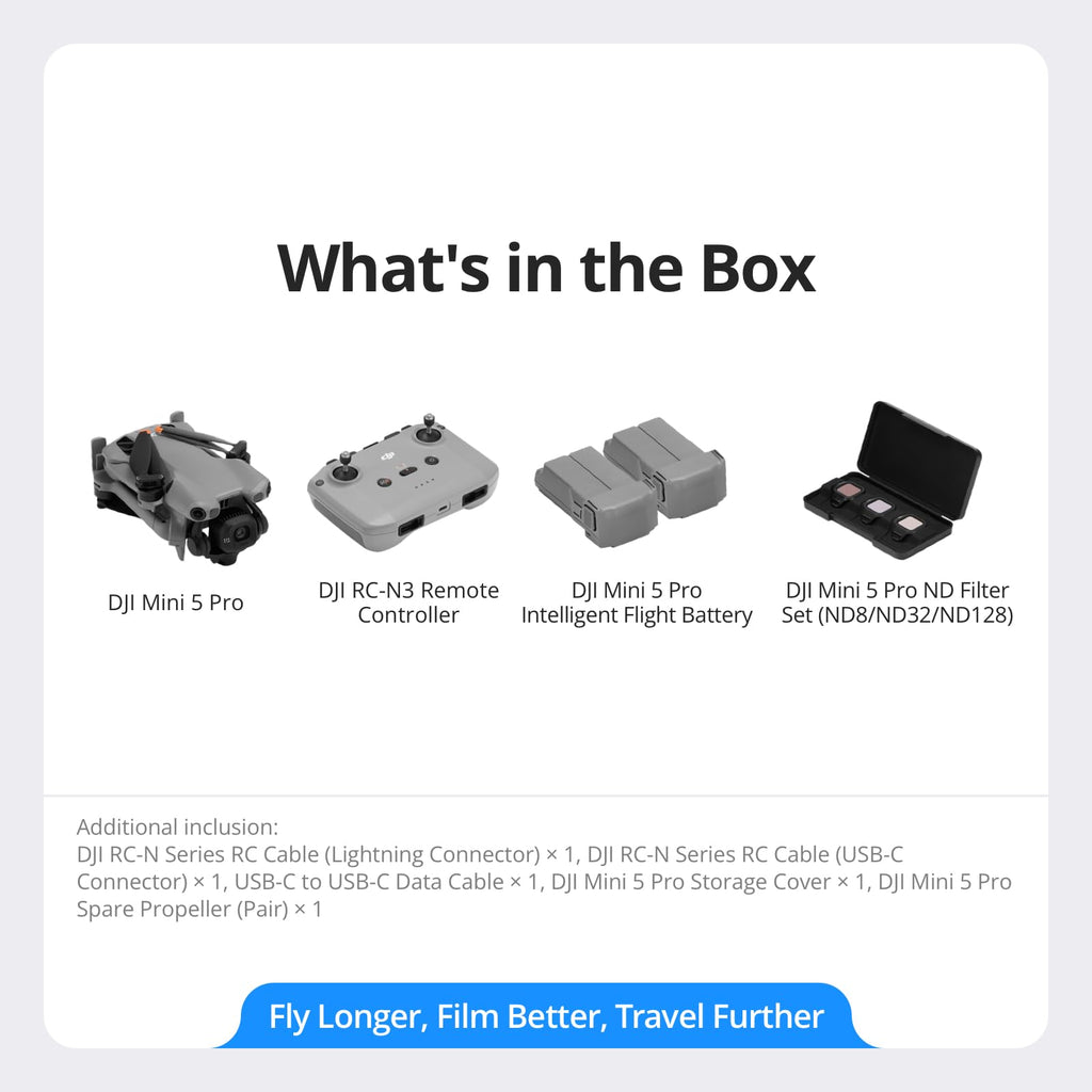 DJI Mini 5 Pro Fly More Combo With DJI RC-N3, 4K Drone, Gift, C0