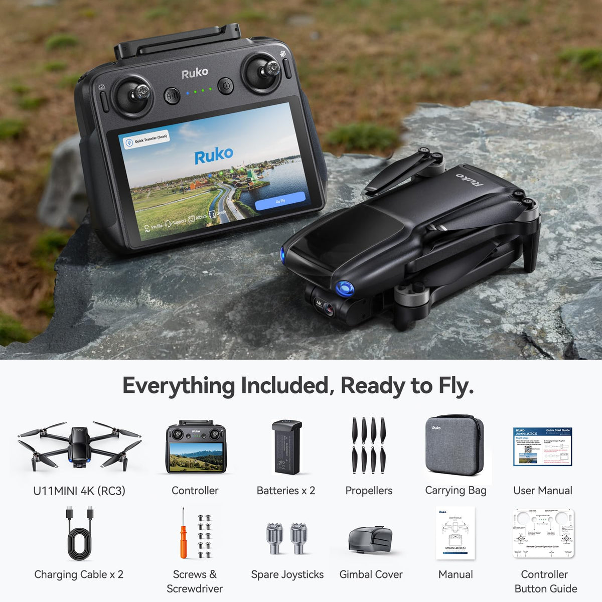 Ruko U11MINI 4K Drone with Camera Professional, Lightweight, 8K Photo