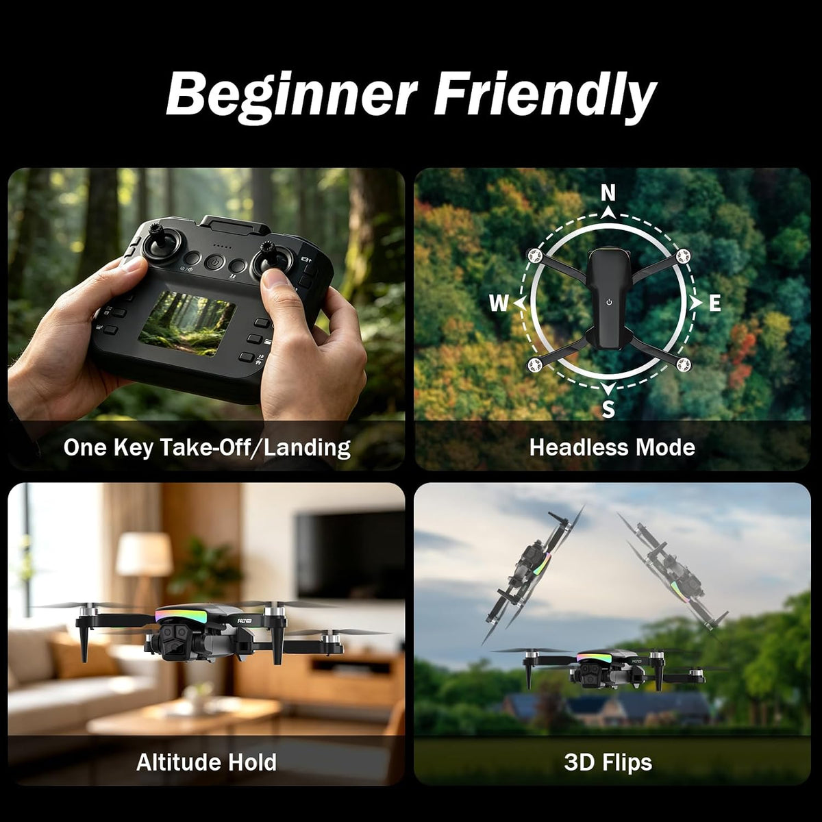 F417PRO Drone with 1080P Camera for Adults Kids, Screen Drones for Beginner